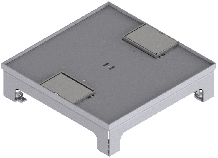Produktbild UBD 217 053  -  Unterflur-Bodendose UBD 210 small inkl. Deckel, flach (SVZ), ohne Kante, 5mm Vertiefung und 2 Schnurauslässe